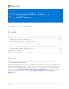 Licensing Microsoft Office Software in Commercial Licensing
