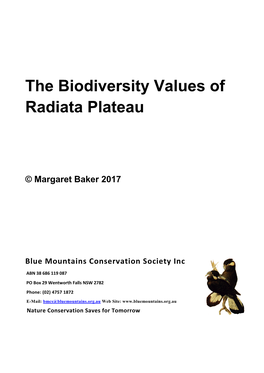The Biodiversity Values of Radiata Plateau