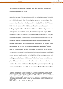 The Utility of Federalism: Irish Political Thought in the Age of Home Rule