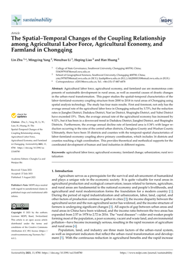 The Spatial–Temporal Changes of the Coupling Relationship Among Agricultural Labor Force, Agricultural Economy, and Farmland in Chongqing