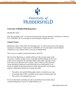 University of Huddersfield Repository