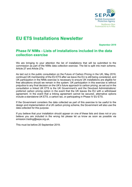 EU ETS Installations Newsletter