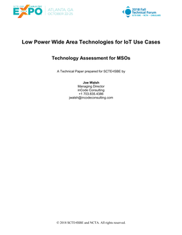 Low Power Wide Area Technologies for Iot Use Cases