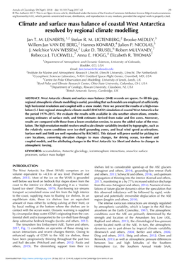 Climate and Surface Mass Balance of Coastal West Antarctica Resolved by Regional Climate Modelling