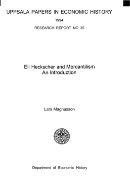 Eli Heckscher and Mercantilism an Introduction