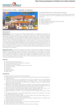 Skyline Orion Villas - Edapally, Ernakulam Residential Apartment in Creating Dream Dwellings