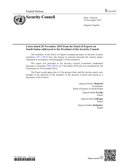 Security Council Distr.: General 22 November 2019