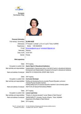 Europass Curriculum Vitae