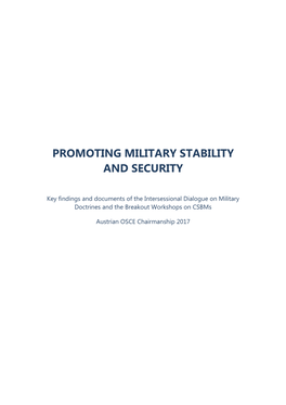 Promoting Military Stability and Security