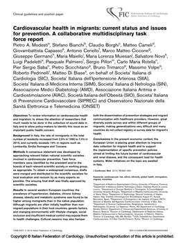 Cardiovascular Health in Migrants: Current Status and Issues for Prevention