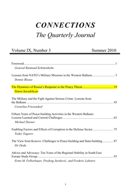 "The Dynamics of Russia's Response to the Piracy Threat," Connections