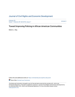 Toward Improving Policing in African American Communities