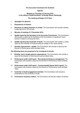 Accounts Commission Papers for Meeting on 15 January 2015