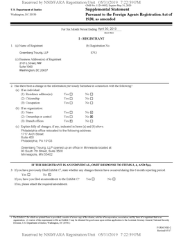 Received by NSD/FARA Registration Unit 05/31/2019 7:22:59 PM Received by NSD/FARA Registration Unit 05/31/2019 7:22:59 PM