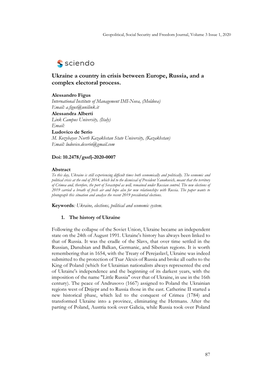 Ukraine a Country in Crisis Between Europe, Russia, and a Complex Electoral Process