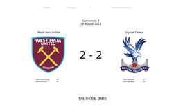 Gameweek 3 28 August 2021 West Ham United Crystal Palace