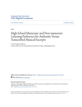 High School Musicians' and Non-Musicians' Listening