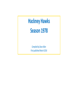 Hackney Hawks Season 1978