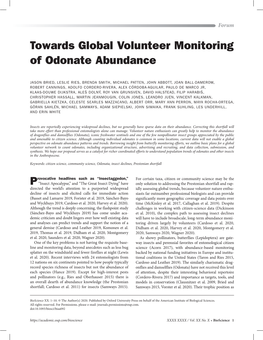 Towards Global Volunteer Monitoring of Odonate Abundance