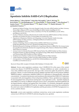 Aprotinin Inhibits SARS-Cov-2 Replication