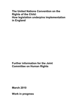 UNCRC: How Legislation Underpins Implementation in England