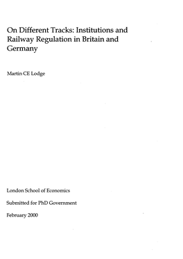 Institutions and Railway Regulation in Britain and Germany