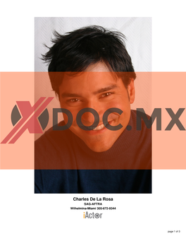 Charles De La Rosa SAG-AFTRA Wilhelmina-Miami 305-672-9344