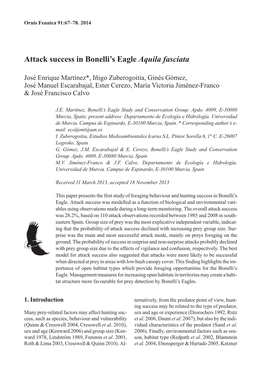 Attack Success in Bonelli's Eagle Aquila Fasciata