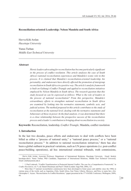 29 Reconciliation-Oriented Leadership: Nelson Mandela and South Africa