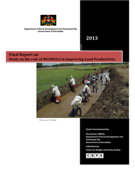 Final Report on Study on the Role of MGNREGA in Improving Land Productivity