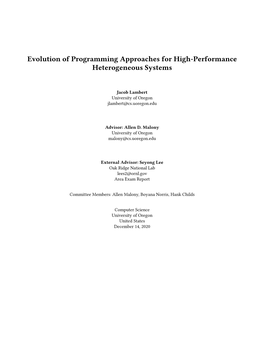 Evolution of Programming Approaches for High-Performance Heterogeneous Systems