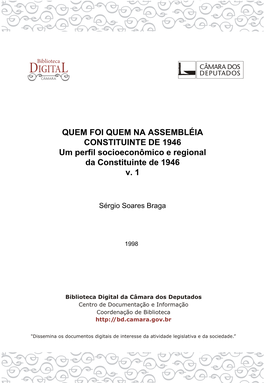 QUEM FOI QUEM NA ASSEMBLÉIA CONSTITUINTE DE 1946 Um Perfil