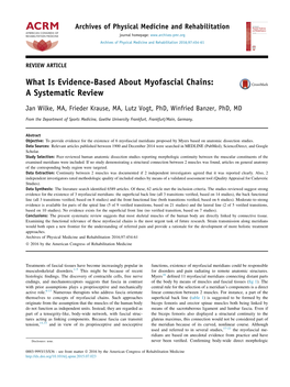 What Is Evidence-Based About Myofascial Chains: a Systematic Review