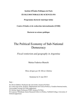 The Political Economy of Sub-National Democracy