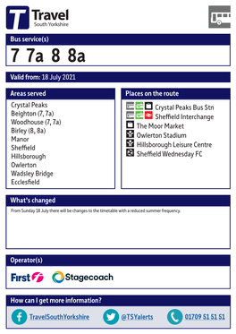 7 7A 8 8A Sheffield Valid from 18 July 2021