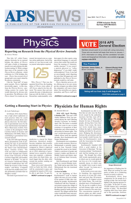 APS New, June 2018 Volume 27, No.6