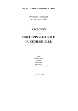 Archives De La Direction Regionale Du Genie De Lille