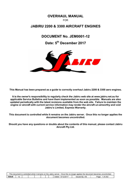 Overhaul Manual Jabiru 2200 & 3300 Aircraft Engines