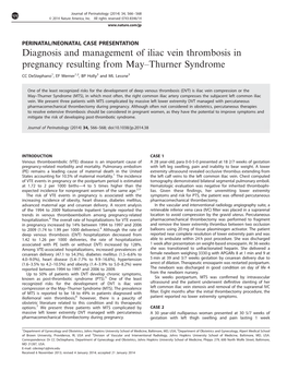 Diagnosis and Management of Iliac Vein Thrombosis in Pregnancy Resulting from May–Thurner Syndrome