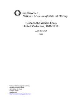 Guide to the William Louis Abbott Collection, 1888-1919