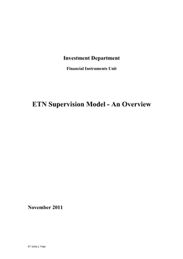 ETN Supervision Model - an Overview