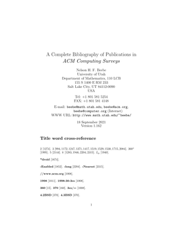 A Complete Bibliography of Publications in ACM Computing Surveys