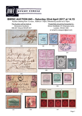 BWISC AUCTION 2017’ in the Subject Bar, up to 06:00Am on the Day of the Auction