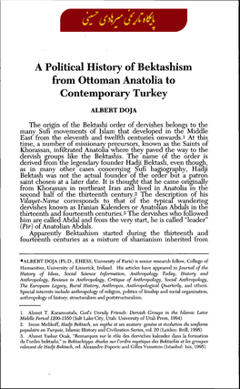 A Political History of Bektashism from Ottoman Anatolia to Contemporary Turkey