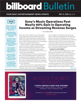 Access the Best in Music. a Digital Version of Every Issue, Featuring: Cover Stories