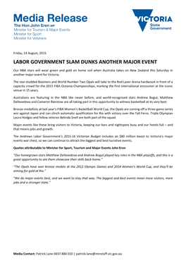 Labor Government Slam Dunks Another Major Event