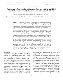 Tracing the Effects of Sefidrud Dams on Capoeta Gracilis (Cyprinidae) Populations Using Truss Distances in Southern Caspian Sea Basin