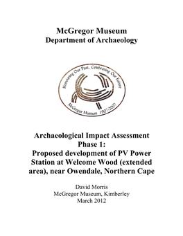 Mcgregor Museum Department of Archaeology