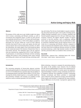 Active Living and Injury Risk Hsooy&Biochemistry & Physiology