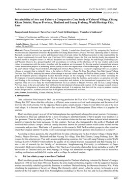 Sustainability of Arts and Culture a Comparative Case Study of Cultural Village, Chiang Kham District, Phayao Province, Thailand